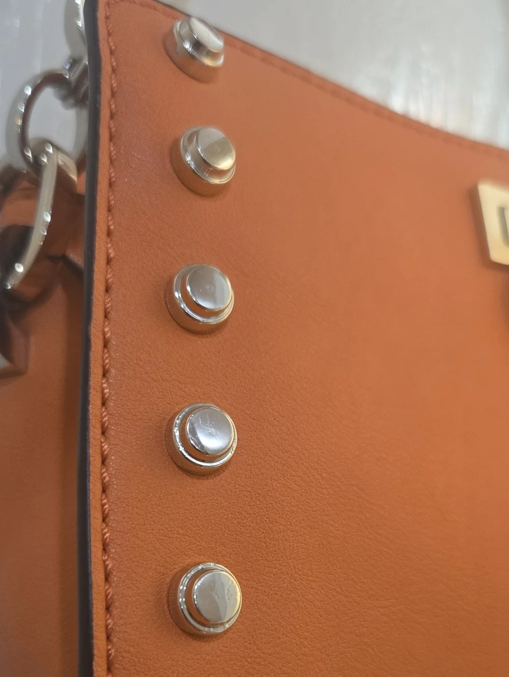 Guess 1981 Marlene Studded Top Zip Shoulder Bag Vibrant Orange GUC